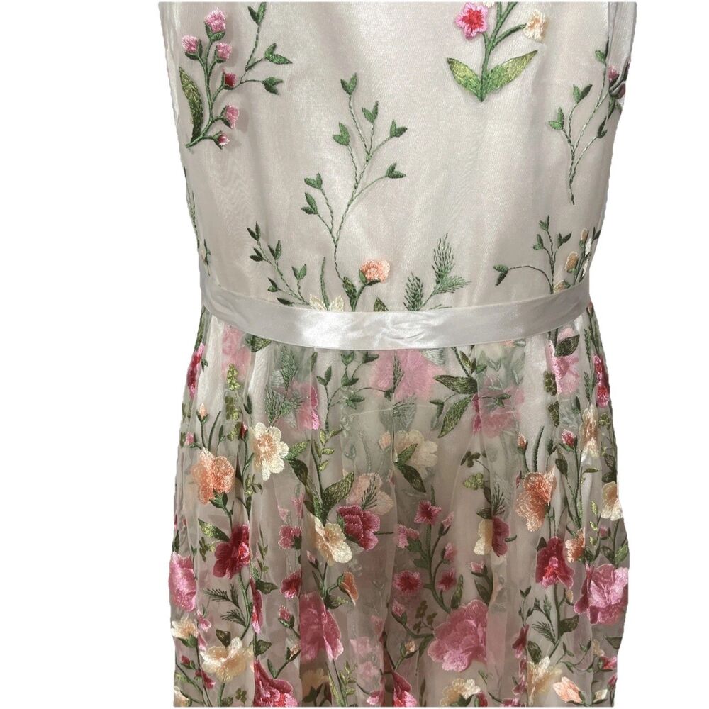 Tahari Dress Spring Summer Flower Embroidery Cold Shoulder - Picture 4 of 16